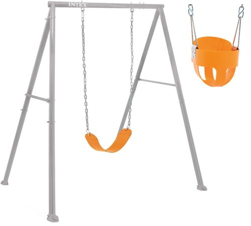 מתקן חצר ממתכת 2 ב 1 עם נדנדת פעוט ובוגר - אפור