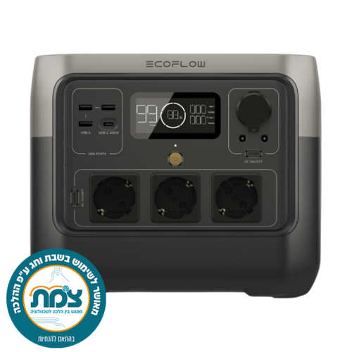 תחנת כוח ניידת אקו פלו EcoFlow 800W-1600W 768Wh דגם River 2 Pro +פאנל סולאלרי מתנה 