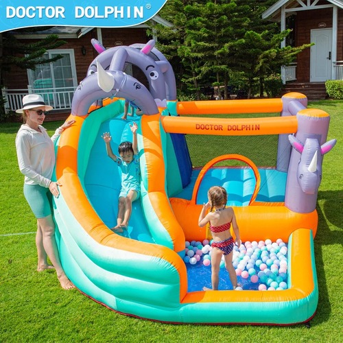 מתקן קפיצה מתנפח הקרנפים המקפצה הרטובה Doctor Dolphin דגם W73009 