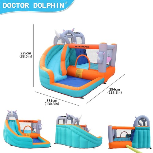 מתקן קפיצה מתנפח הקרנפים המקפצה הרטובה Doctor Dolphin דגם W73009 