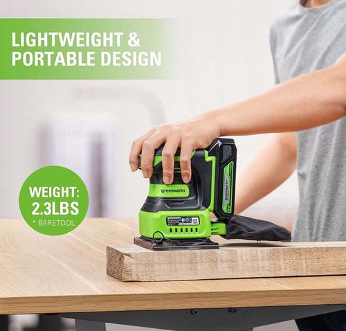 מלטשת רוטטת מרובעת GREENWORKS 24V דגם 99683 עם 11,000 רטיטות בדקה, משקל 2.3 ק