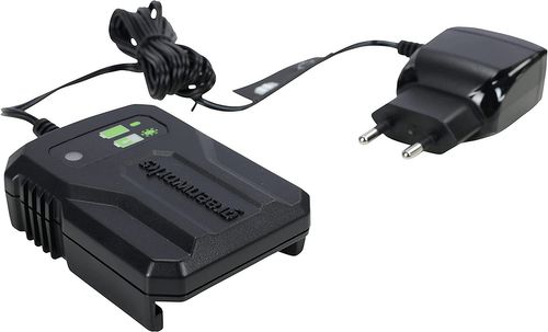 מטען מיקרו GREENWORKS 24V דגם 99594-2 עם חיווי LED וכבל נתיק, מטען קומפקטי לסוללות 2-4 אמפר עם מערכת ניהול טעינה חכמה