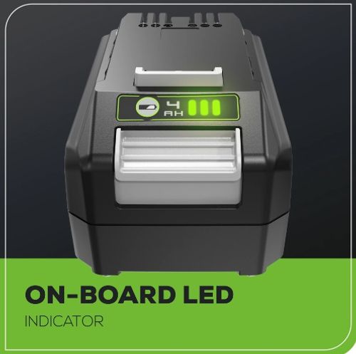 סוללת ליתיום GREENWORKS 24V 4.0Ah דגם 99583 עם תאי Panasonic ומחוון טעינה דיגיטלי