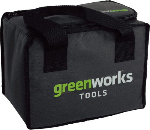 תיק נשיאה קומפקטי GREENWORKS 99581 בצבעי שחור ואפור עם לוגו ירוק, מידות 20x17x21 ס
