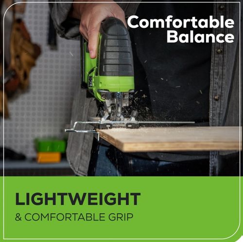 מסור אנכי GREENWORKS 24V Brushless דגם 99576-2 עם תאורת LED ובסיס מתכוונן לחיתוך מדויק