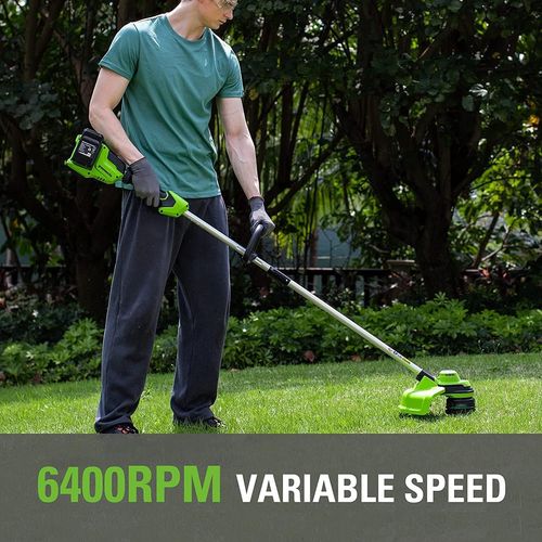 חרמש נטען Greenworks 48V Brushless דגם 99532-5 עם ראש מתכוונן, מוט טלסקופי, קוטר חיתוך 33 ס