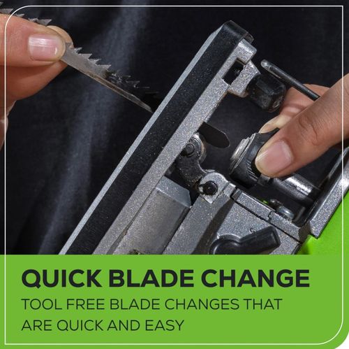 מסור אנכי GREENWORKS 24V דגם 99776-3 עם מנוע Brushless, פנדל 3 מצבים, סוללת 4 אמפר ומטען מהיר לחיתוך מדויק בעץ ומתכת