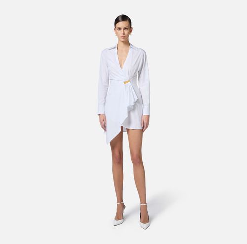 Poplin shirt dress with jewel detail