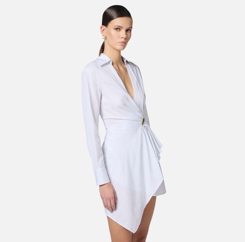 Poplin shirt dress with jewel detail