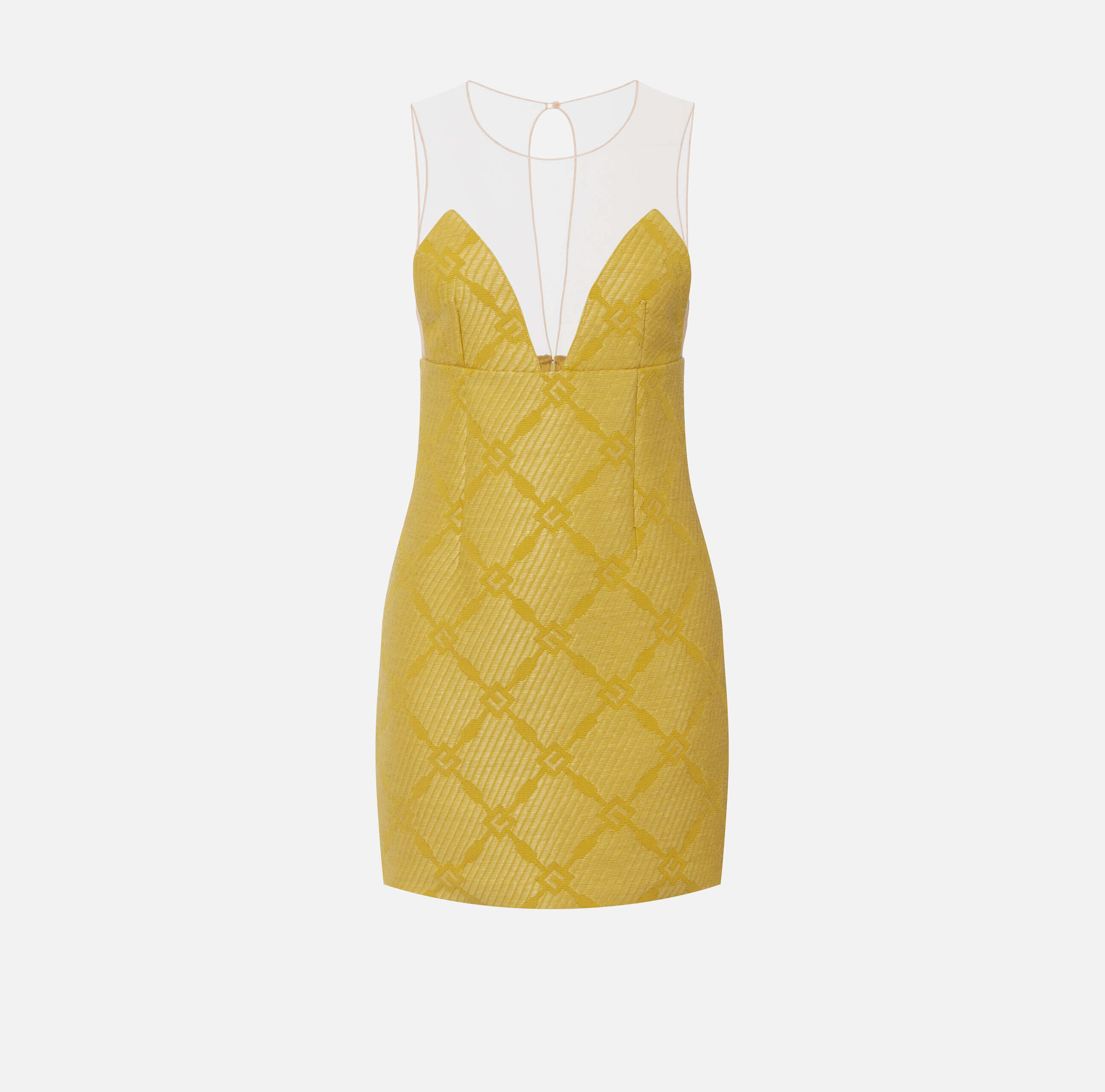  Raffia and tulle dress with diamonds "AVAILABLE IN QUARZO COLOR"