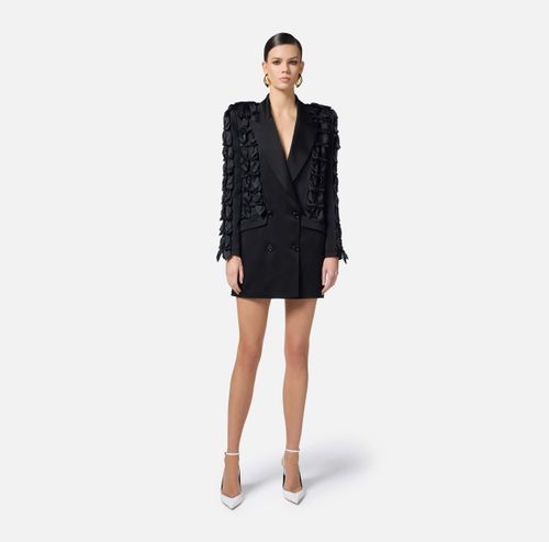 Crêpe-back satin dress with bows