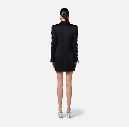 Crêpe-back satin dress with bows
