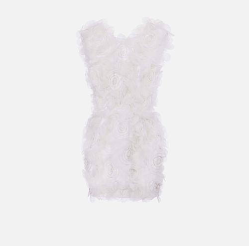 Dress in crêpe fabric with 3D flowers