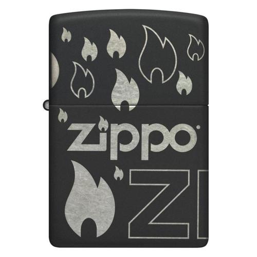 מצית זיפו לוגו ולהבות 360 - ZIPPO