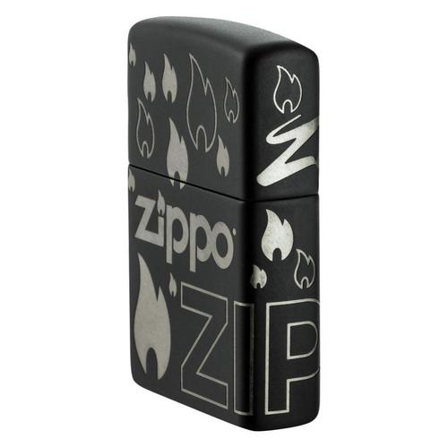 מצית זיפו לוגו ולהבות 360 - ZIPPO