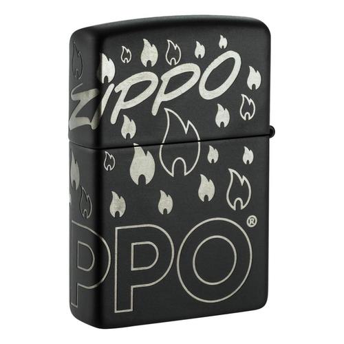 מצית זיפו לוגו ולהבות 360 - ZIPPO