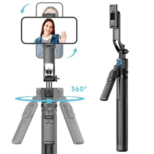 חצובה 1.60 סלפי מעקב חכם 360° עם מעקב פנים ואובייקטים - AI