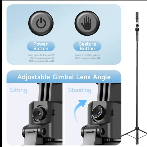 חצובה 1.60 סלפי מעקב חכם 360° עם מעקב פנים ואובייקטים - AI