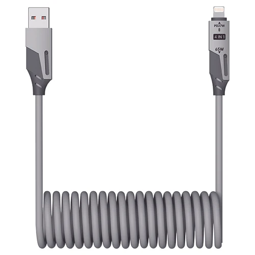 כבל טעינה 4 ב-1 מהיר במיוחד 60W/27W ספירלה תואם Type-C/iOS/Android כולל DATA