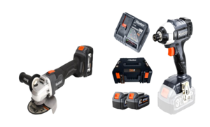 סט מברגת אימפקט 320N.m 18V + משחזת זוית 18 וולט BRUSHLESS + זוג סוללות 5AH ומטען + מזוודה מקצועית 102705-001.2 Hunter