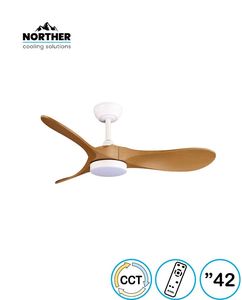 מאוורר תקרה 42" YORK +שלט ולד 24W CCT לבן ושחור+עץ 