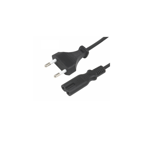 כבל מתח שמינייה 3 מטר שחור + תקע דו פיני תקני