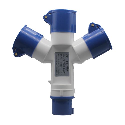 מפצל נייד תקע 3X16A ל- 3 שקעים 3X16A מוגן 220-240V IP44