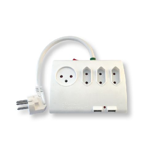 עמדה שולחנית - שקע + 3 דו פיני + 2 USB