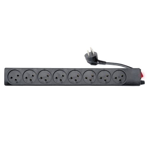 רב שקע 8 יציאות+כבל עד 3 מטר + מ''''ז שחור