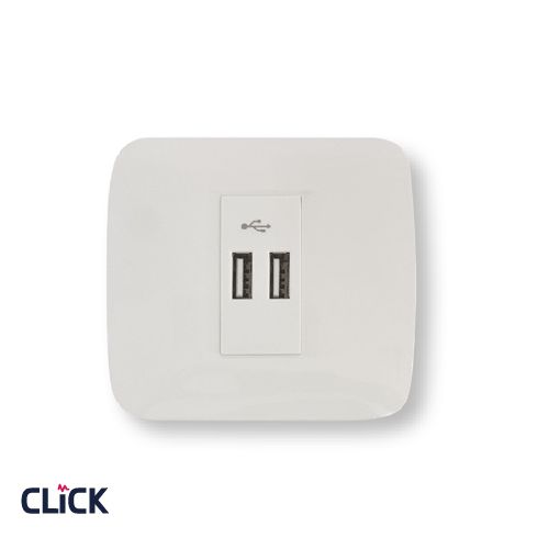 שקע USB 2.4A כפול CLICK ק-55 16A תה