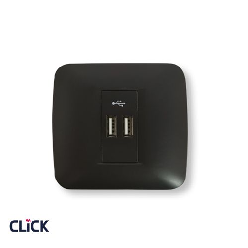 שקע USB 2.4A כפול CLICK ק-55 16A תה