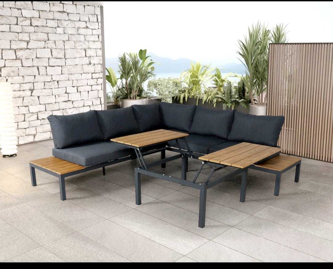 סט ישיבה פינתי מאלומיניום דגם מרילנד אפור