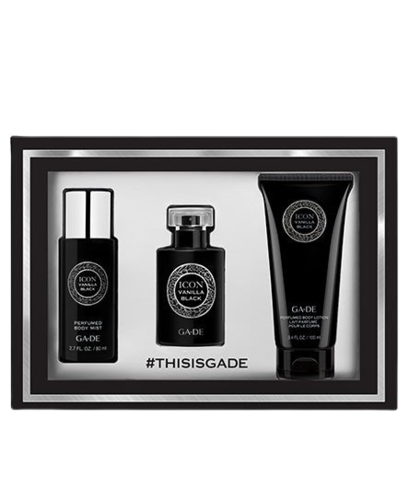 Ga-De Icon Vanilla Black Gift Set EDP 50ML + 10ML + 100ML Body Lotion מארז גייד אייקון ונילה בלאק לאישה