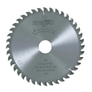  להב TCT 120 x 1.2/1.8 x 20 mm / 40 flat/trapezoidal teeth