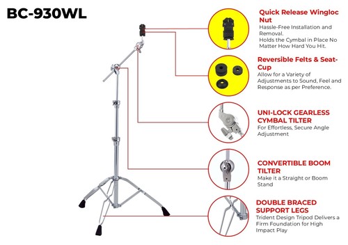 זוית נוספת Pearl BC-930WL Cymbal Boom Stand