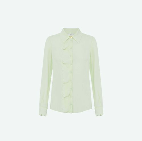 Shirt in viscose fabric with embroidered scallop