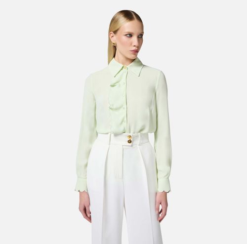 Shirt in viscose fabric with embroidered scallop