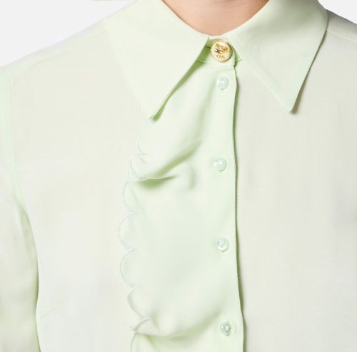 Shirt in viscose fabric with embroidered scallop