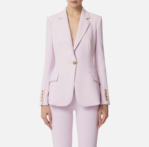 Crêpe jacket with embroidery and strap