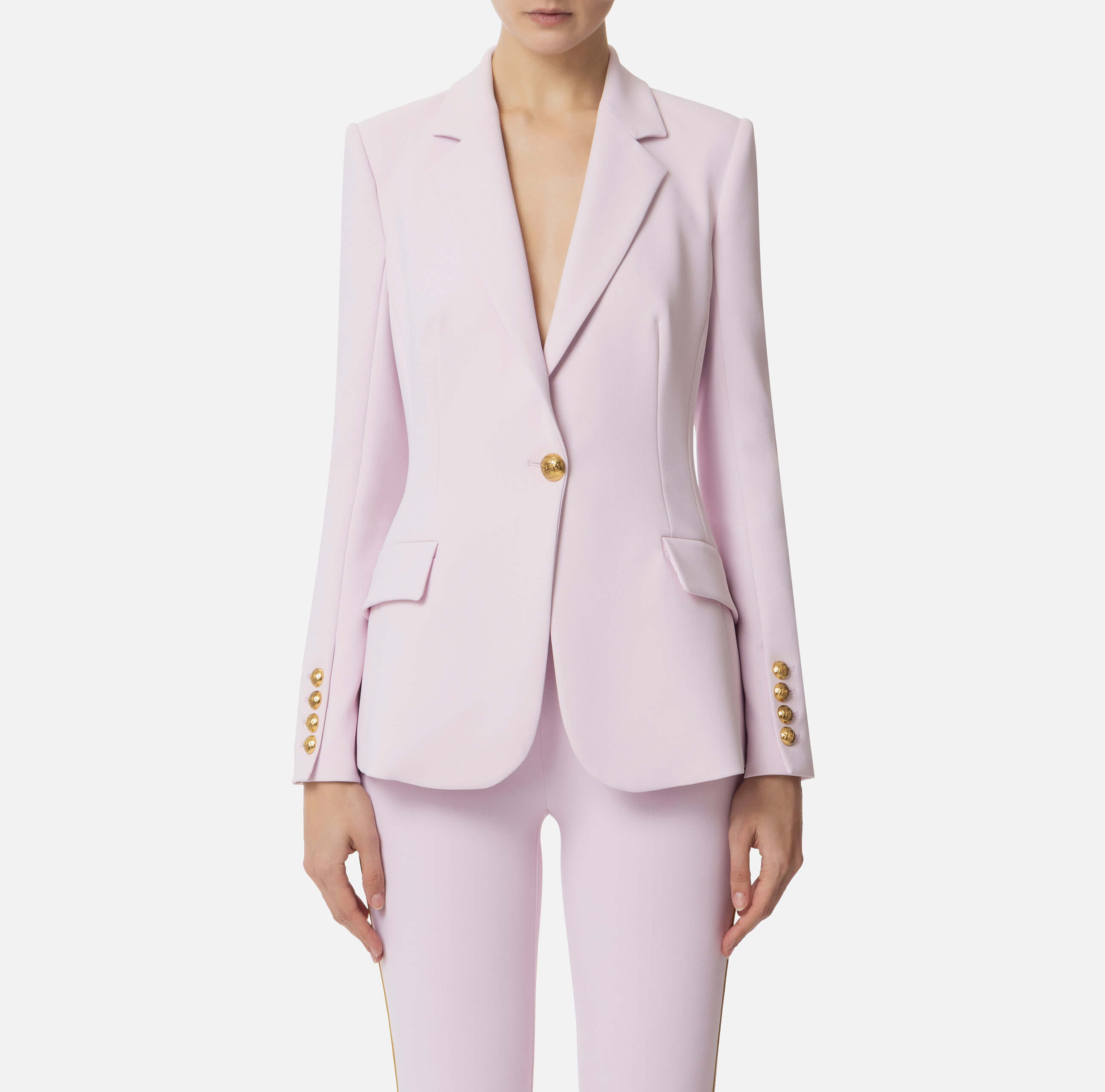 Crêpe jacket with embroidery and strap