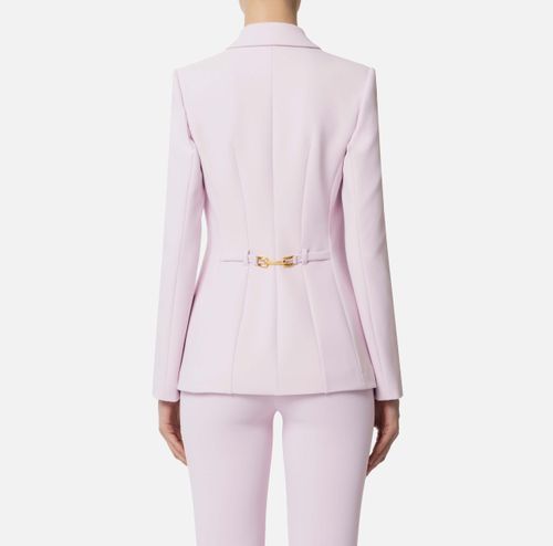 Crêpe jacket with embroidery and strap