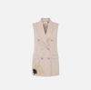 Cotton gabardine waistcoat with embroidered flower