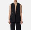Cotton gabardine waistcoat with embroidered flower