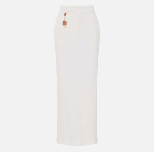 Linen-blend gabardine skirt