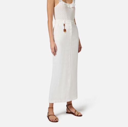 Linen-blend gabardine skirt