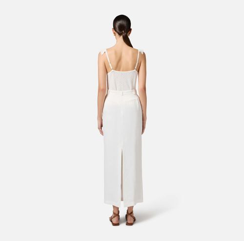 Linen-blend gabardine skirt