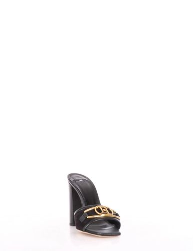 Logo Buckle Mule Sandals - BLACK
