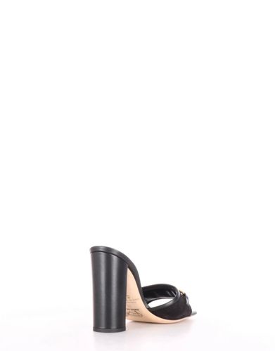 Logo Buckle Mule Sandals - BLACK