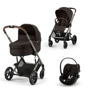 עגלת תינוק משולבת - טיולון ועריסה Balios TS5 בצבע Chocolate Brown , עם סל-קל Cloud G