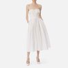 Dress in gabardine fabric with embroidered roses